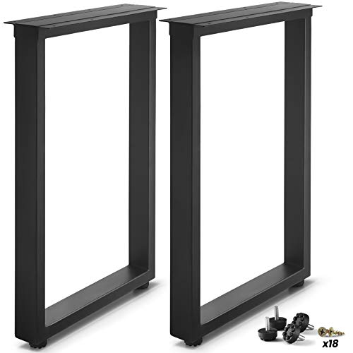 Amazon Crazy 🔥 Deals CRIZTA Set of 2 Metal Table Legs 28 inch Height 17.7” Wide Square, Rustic Heavy Duty Leg for Dining Furniture, Wood Coffee Bench Tables and Desk - Black Powder Coated (Black)