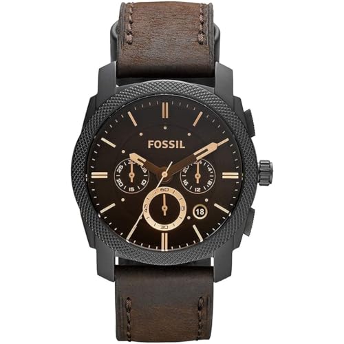 Image of Fossil Machine Black Dial Brown Strap Men's Watch FS4656