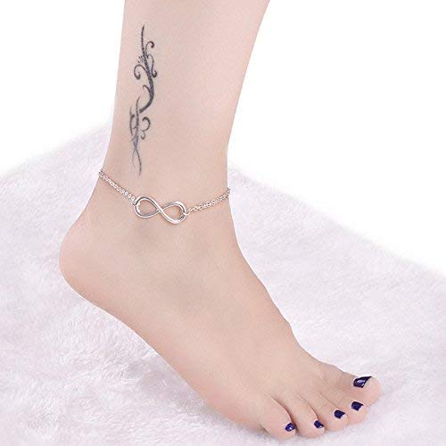 Pulabo Useful And Practicalanklets Chain Women Lucky 8 Pendant Ankle Bracelet Barefoot Sandal Girl Foot Jewelry Accessories Love Gift Fine Craftsmanship, Silver #TOP5