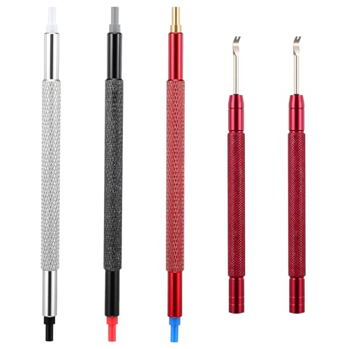 XLIUAX 5 herramientas de ajuste de mano de reloj, 3 prensadores de mano de reloj con 2 removedores de manos, palanca, relojeros, herramientas de reparación de relojes, kit de extracción de pines de