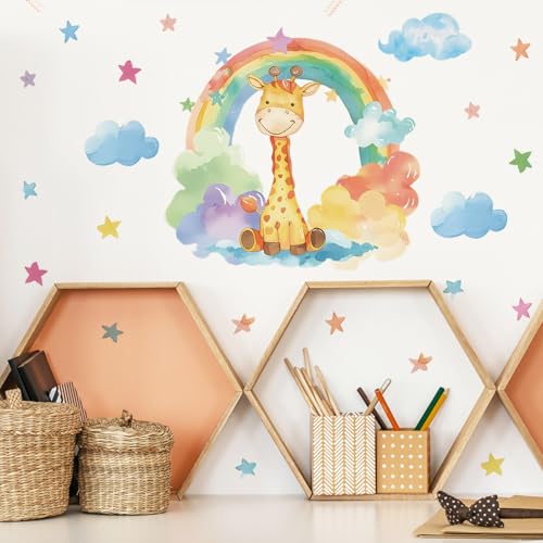 Vinilo decorativo Achang jirafa acuarela para pared infantil miniatura 5