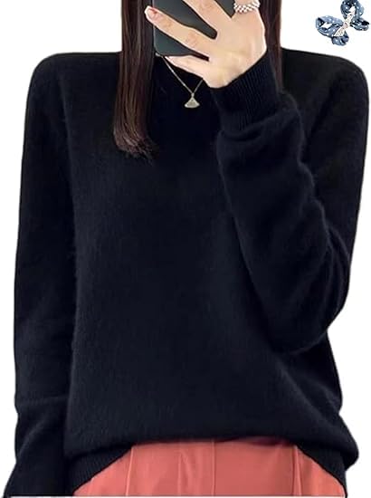 Cashmere Crewneck Sweaters for Women Oversized Spring Winter Outfits Long Sleeve Soft Dressy Clothes Casual Pullover Tops