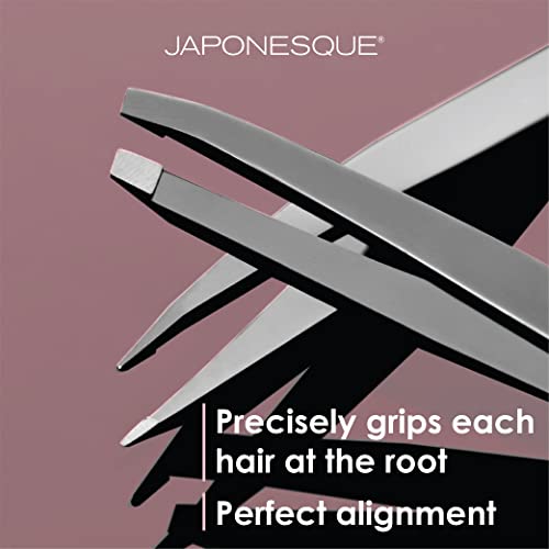 JAPONESQUE Slant and Point Tweezers Set, for Defining and Shaping Brows