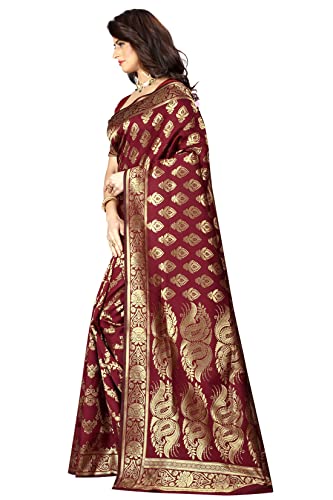 Image of Sugathari Women's Art Silk Maroon Kanchipuram Saree (SAN PARI 75 MAROON)