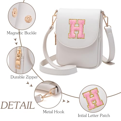 Image of Viverte Crossbody Purse for Teen Girls Small Initial Cell Phone Toddler Purse Leather Triple Compartment Crossbody Bags