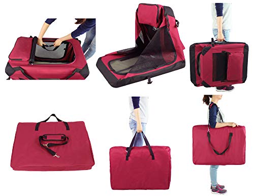 image for EliteField 3-Door Folding Soft Dog Crate with Carrying Bag and Fleece 