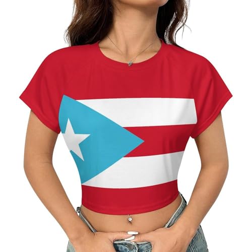 Virgin Islands Flag Crop Tops for Girls Summer Trendy Short T-Shirts 2025 Slim Fit