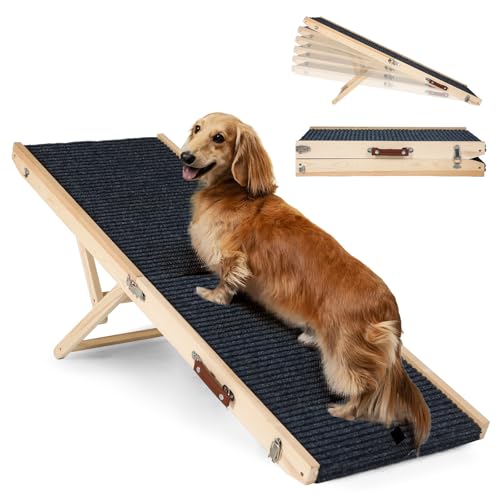 Folding Wooden Dog Ramp with Non-Slip Mat