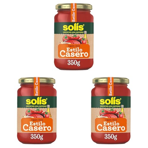 SOLÍS Tomate Frito Estilo Casero Frasco Cristal - Sin Gluten - 350g (Paquete de 3)