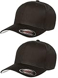 Flexfit 2-Pack Premium Original Cotton Twill Fitted Hat w/THP No Sweat Headliner Bundle Pack