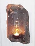Antiker Dachziegel bearbeitet Wandkerzenhalter Dachziegel mit Teelichthalter aus Metall und Dekorativen zugluftglas. Der Dachziegel hat auf der Rückseite ein loch zur Wandmontage.