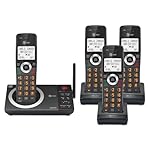 AT&T 4-Handset Expandable DECT 6.0 Cordless Home Phone with Large Display, Big Buttons, Answering Machine, Smart Call Blocker, Long Range, Caller ID, Speakerphone, Intercom: CL82418 (Charcoal Black)