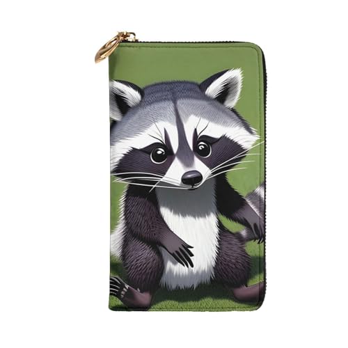 Cartoon Raccoon Prints Leather Long Clutch Wallet for Fashionable Girls and Women - Durable, Stylish, and Functional, Black, One Size2