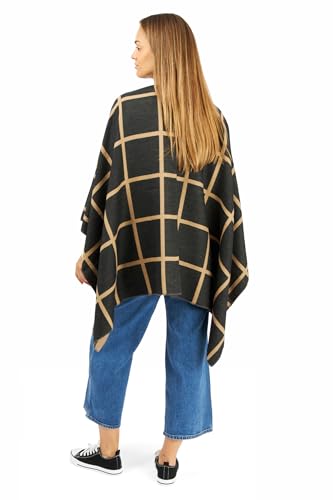 Image of Women's Shawl Wrap Poncho Ruana Cape Cardigan Sweater Open Front for Fall Winter Spring