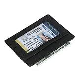 DEEZOMO RFID Blocking Genuine Leather Slim Super Thin Card Holder With ID Card Window - Black