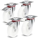 Photo Gallery priostahl rotelle per il trasporto, set da 4 pezzi, 125 mm, 2 rotelle, 2 ruote orientabili, in polipropilene, colore bianco, per mobili, officina Photo Gallery priostahl rotelle per il trasporto, set da 4 pezzi, 125 mm, 2 rotelle, 2 ruote orientabili, in polipropilene, colore bianco, per mobili, officina