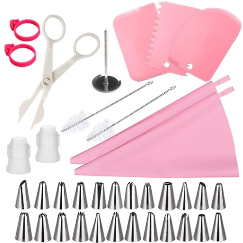 37 Pcs Pipe Bag and Nozzle Set,Piping Bags Icing Piping Kit Icing Bags and Nozzles Set Icing Nozzles Cake Decorating for Filling Pastries and Decorating Cupcakes