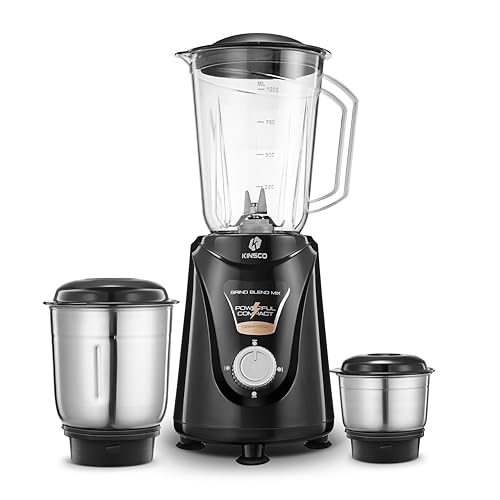 Image of Kinsco 550W Blender Mixer with 3 Jars | Heavy Duty Motor for Daily Grinding and Juicer | Strong Steel Blades | Home and Kitchen | Black