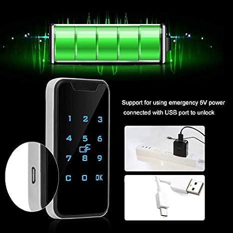 Electronic Cabinet Lock, Zinc Alloy Smart Digital IC Password Keyless Lock Touch Keypad Electronic Wardrobe File Door Drawers Lock