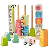 Edutē エデュテ アイムトイ ソート&カウントシティ 知育玩具 木のおもちゃ 積み木 1歳 2歳 誕生日プレゼント 男の子 女の子