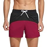 Genfien Badehose Herren mit Reißverschluss Schnelltrocknend Badeshorts mit Mesh-Futter und Verstellbarem Tunnelzug Badeshorts Herren Kurze Badehose