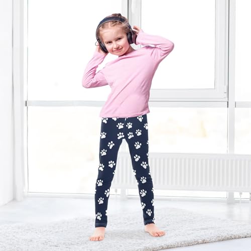 Cat Dog White Paw Print Girls Casual Leggings for Kids Printed Long Pant Bottoms Stretch and Soft4