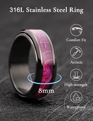 Image of King Will 316L Stainless Steel Spinner Ring for Men Women- 8mm Width Fidget Ring with Dragon /Celtic Knot Pattern, Stress Anxiety Relief Comfort Fit Wedding Band