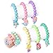 Hifot 6 Pieces Mermaid Beaded Bracelets for Girls, Silicone Mermaid Pendant Bracelet Kids Jewelry Bracelets Set Princess Dress up Party Favor Gift (random colors)