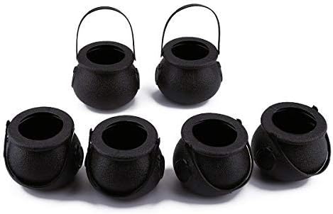Tebery 24 Pack Mini Black Candy Kettles Novelty Cauldron with Handle, Plastic Candy Holder Pot for Kids St Patrick Day, Wizard, Halloween Theme Parties Supplies Decoration