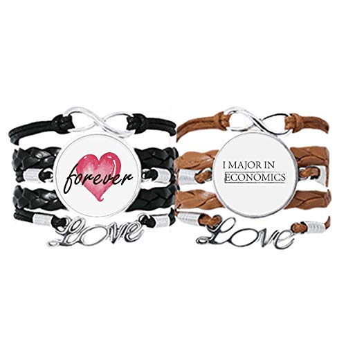 Pulsera Major in Economics correa de cuero joya temática de amor eterno