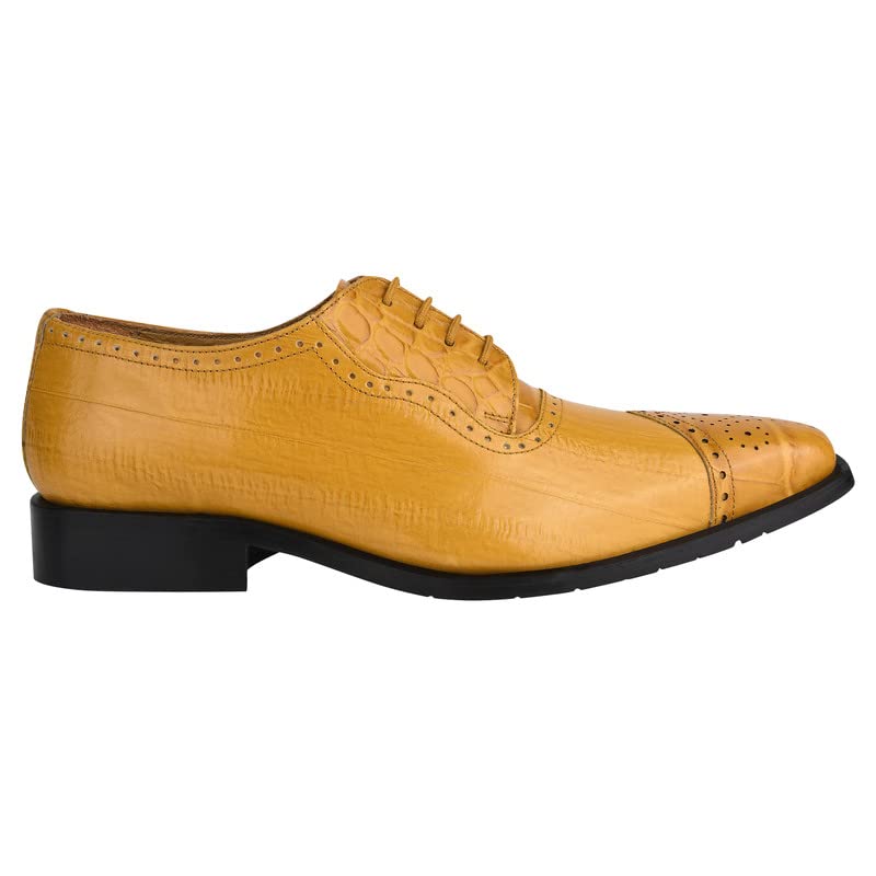 Image of LIBERTYZENO Mens Brogue & Plain Genuine Leather Animal Print Lace Up Oxford Dress Shoes for Easter Gift