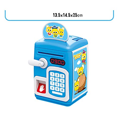 Image of Magicwand Musical Money Safe Kids Piggy Savings Bank with Finger Print Sensor & Solitaire Stickers【Cartoon Blue】【Pack of 1】
