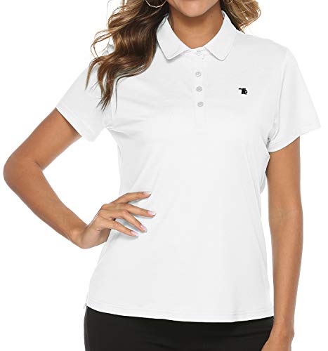 Tbmpoy Women's Short Sleeve Polo Shirts Quick Dry Moisture Wicking Golf T-Shirt Lightweight White Xxl #TOP1