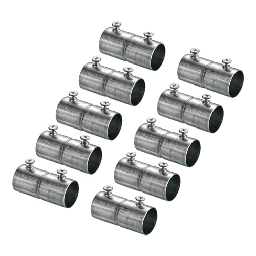 sourcing map EMT - Acoplamiento de 20 mm (13/16 pulgadas) EMT - Acoplamiento de tornillo de 47 mm de longitud, conector de tubería de conducto eléctrico de 0,6 mm de grosor de pared, paquete de 10