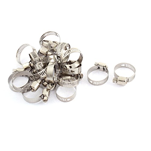 Aexit Adjustable 16mm-25mm Clamps Range Band Stainless Steel Worm Hose Clip Clamp Strap Clamps 20 Pcs