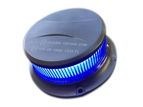 Luz LED giratoria azul de advertencia 18 LED con ECE R65 R10 imán 3 patrones de flash 12 V 24 V
