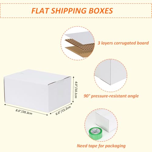 Image of HORLIMER 8x6x4 Shipping Boxes Set of 40, White Corrugated Cardboard Mailer Box for Packing Small Business