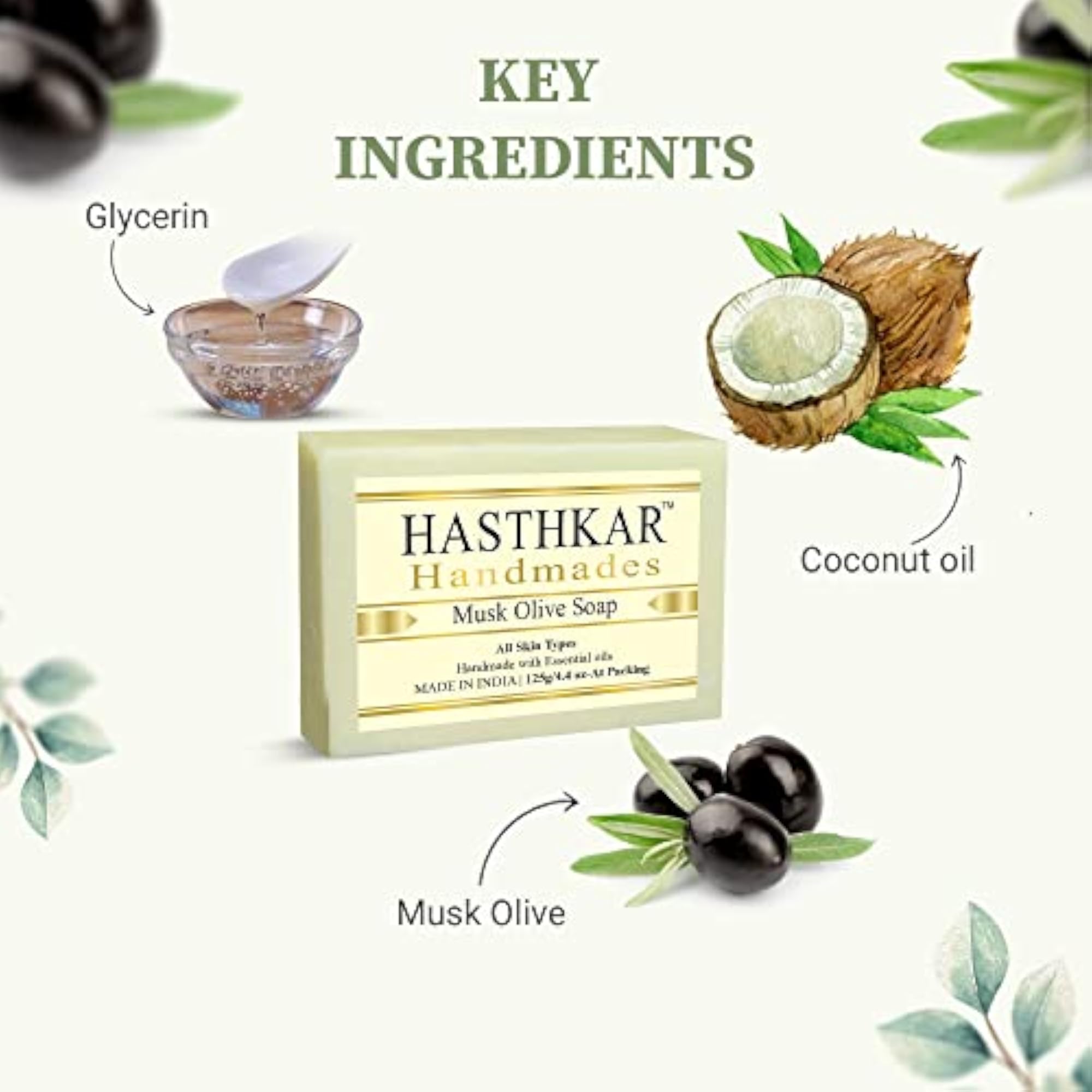 Hasthkar Handmades Musk Olive Soap, Pack of 4