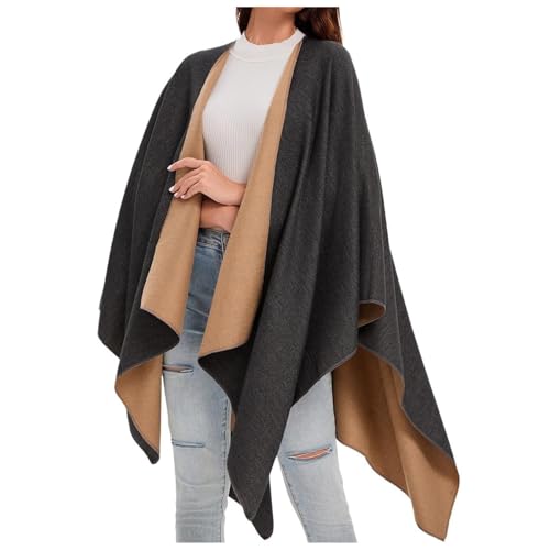 Poncho d'hiver pour femme avec sweat à capuche contre le froid et les courants d'air
