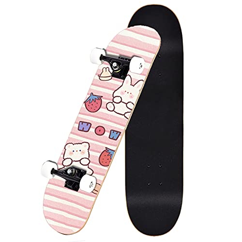 スケボー かわいい 強くて丈夫 7層カエデ材 デッキ スケボー 高精度 静音ABEC-11 ベアリング採用 100Aウィール スケートボード 大人用 初心者 集中力や平衡感覚育成 プロスケートボード 誕生日 プレゼント (色 : B)の商品画像（Amazon）