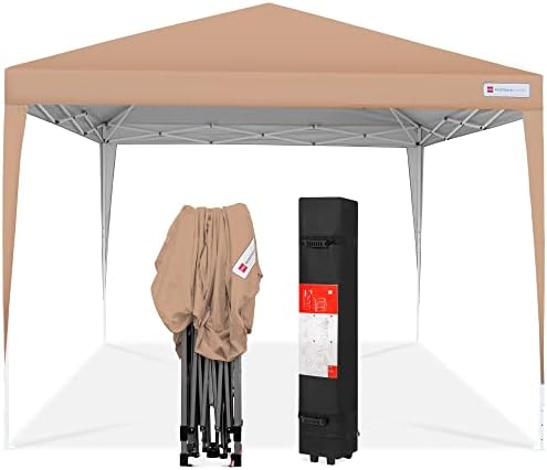 Best Choice Products 10x10ft Pop Up Canopy Outdoor Portable Folding Instant Lightweight Gazebo Shade Tent w/Adjustable Height, Wind Vent, Carrying Bag - Tan