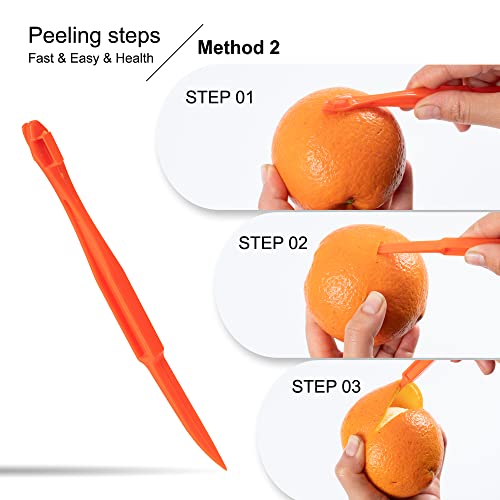 Soft Home Premium Plastic Orange Peeler Lemon Citrus Peel Cutter Vegetable Slicer Fruit Tools (Long Handle Type Green 2 Pack; Mouse Type Orange 1 Pack) #TOP3