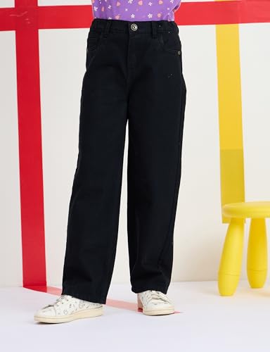 Image of Amazon Brand - Symbol Girls Cotton Wide Leg Fit Jeans | Casual Denim | Age 6-14 Years