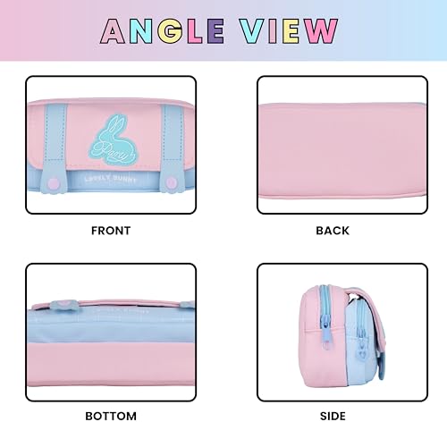 Image of Pencil Cases Large Capacity Pencil Bag Pouch Holder Box for Girls Kids Office Students Organizer School Stationery Supplies (Pink)