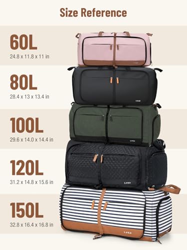 Image of Lekesky Foldable Travel Duffle Bag for Women, 100L Large Duffel Bag with Separate Shoes Compartments & Straps, Carry On Weekend Bag for Women, Hospital, Overnight (Black)