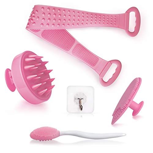 FamzZONUS Silicone Bath Body Brush- Silicone Body Scrubber 31 inch, Back Scrubber for Shower, Silicone Body Brush, Back Washer for Shower, Silicone Back Brush for Women and Men
