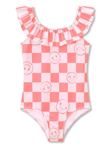 Image of Girls One Piece Swimsuits Adjustable Double Strap for Kids Palm Tree Print Toddler Bathing Suit Size 2T-10