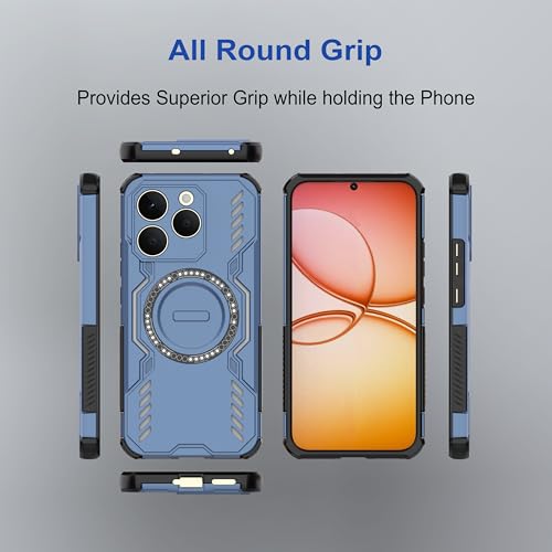 Image of amazon basics Back Case Cover for Realme Narzo 90 5G | Magnetic Case with Built-in Metal Ring | Supports MagSafe Charger, Wallet & Car Mount | Shockproof Hybrid PC + TPU | Blue