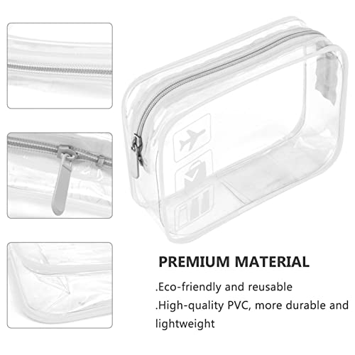 2pcs Clear Travel Toiletry Bag TSA Approved Quart Size Travel Bag Airport Carry On Liquid Shower Pouch Clear Plastic Security Transparent Toiletries Bag (White) - Image 2