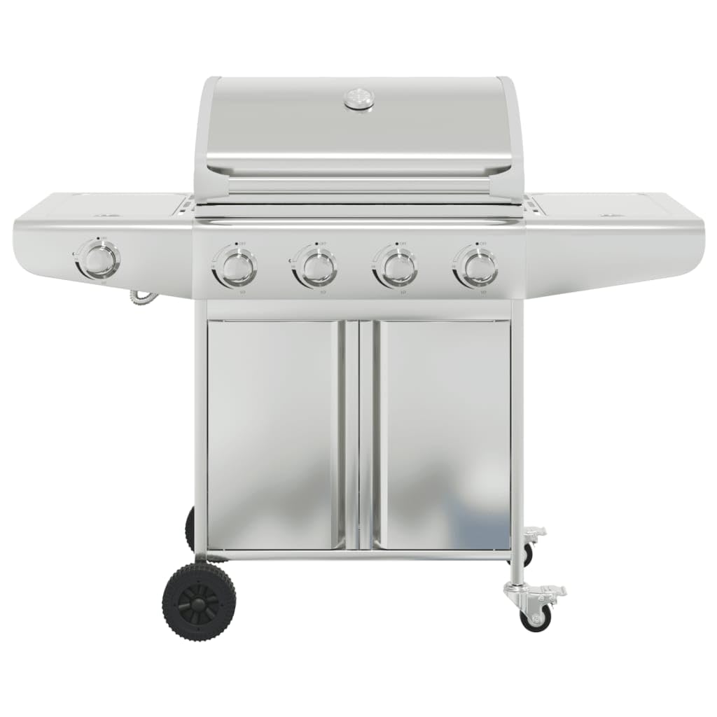 vidaXL Barbecue à gaz avec 5 brûleurs argenté acier inoxydable, grill extérieur, cuisine extérieure, barbecue, barbecue avec rangement